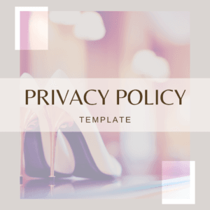 Elegant Privacy Policy template cover featuring high-heel shoes, designed for fashion, retail, and e-commerce businesses to ensure data protection compliance