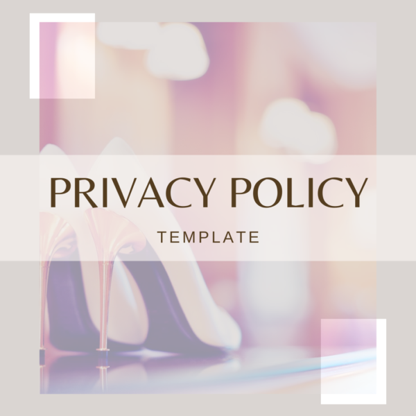 Elegant Privacy Policy template cover featuring high-heel shoes, designed for fashion, retail, and e-commerce businesses to ensure data protection compliance